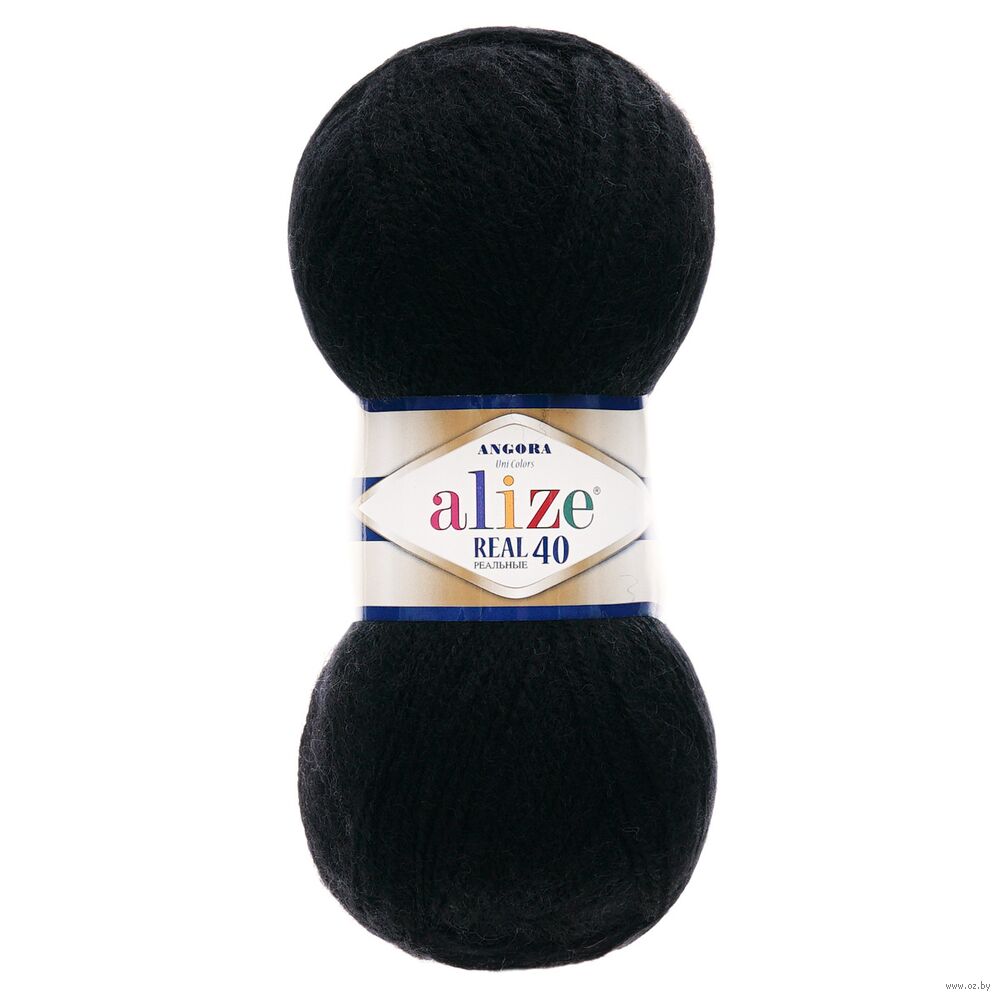 Пряжа "Angora Real 40 №60" (100 г; 430 м; черный)