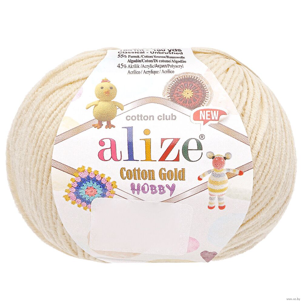 Пряжа "Cotton Gold Hobby New №01" (50 г; 165 м; молочный)