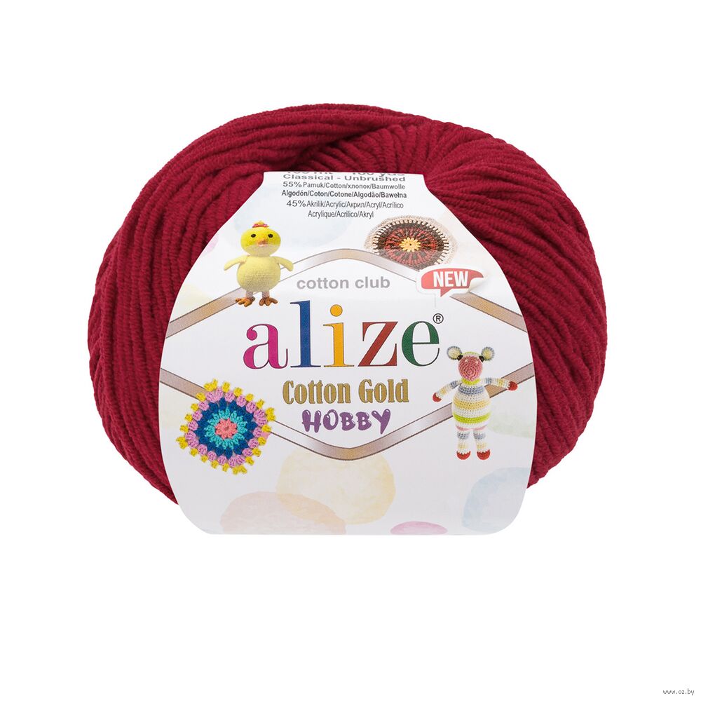 Пряжа "Cotton Gold Hobby New №390" (50 г; 165 м; вишня)