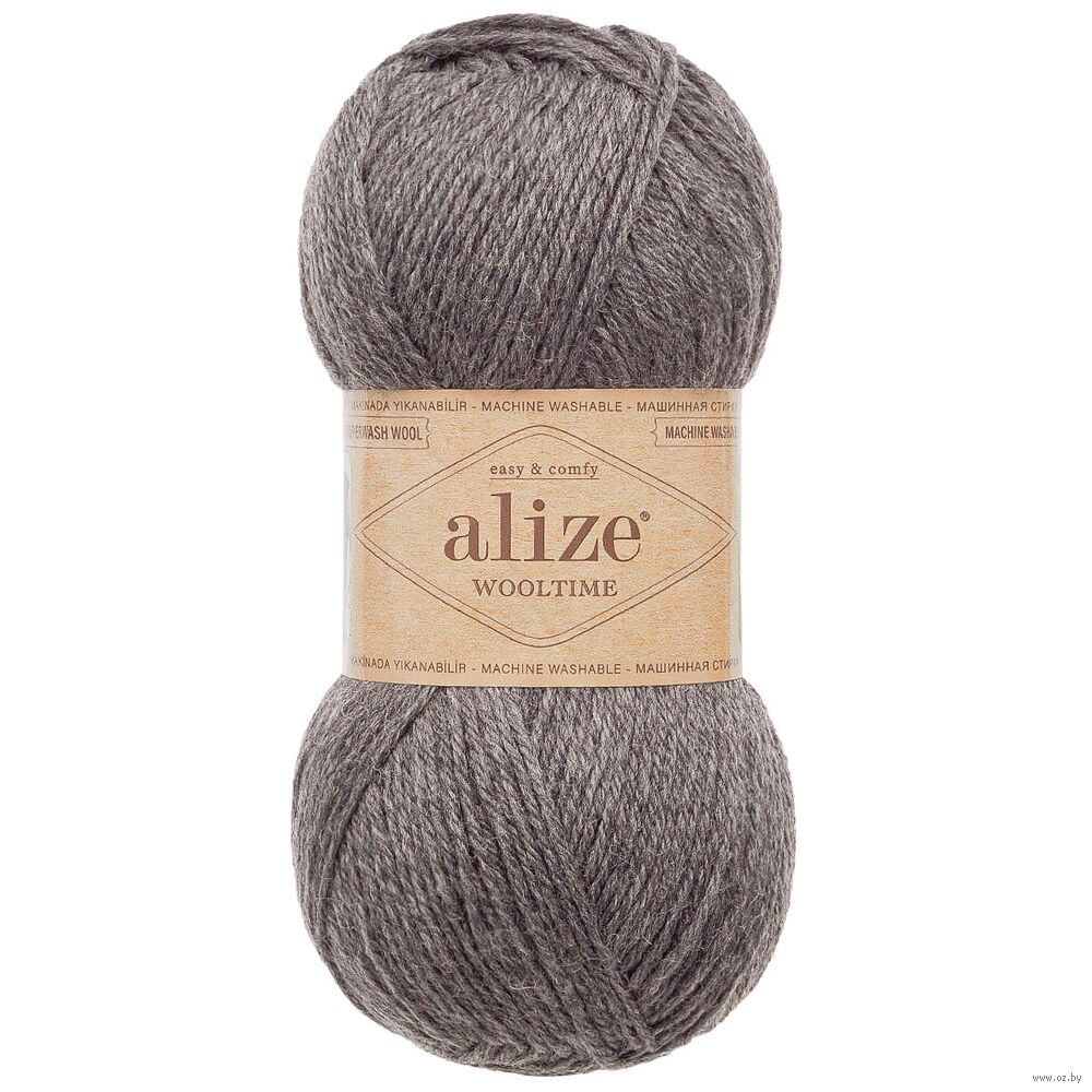 Пряжа "Wooltime №182" (100 г; 200 м; средне-серый меланж)