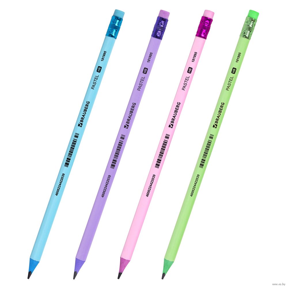 Карандаш чернографитный с ластиком "Pastel" (HB)