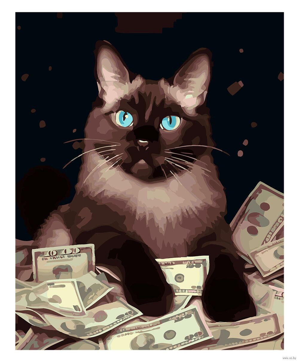 Картина по номерам "Кот и деньги" (400х500 мм)