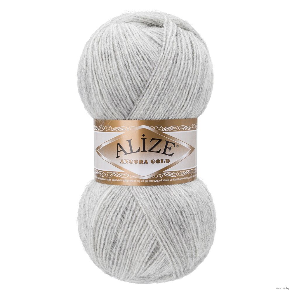Пряжа "Angora Gold №208" (100 г; 550 м; светло-серый меланж)
