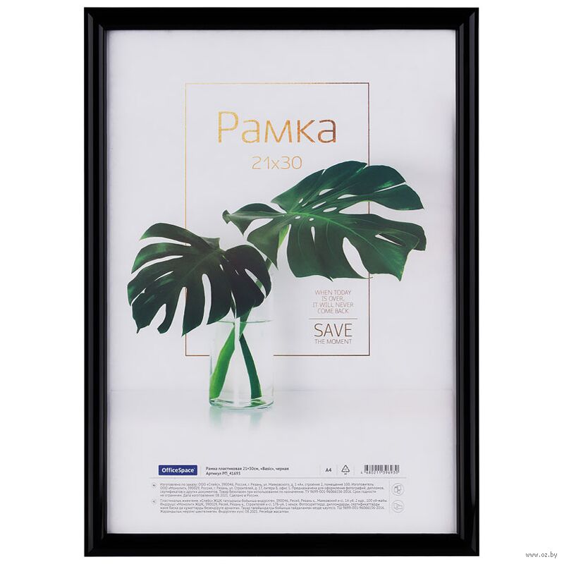 Рамка пластиковая "Basic" (21х30 см, черная)