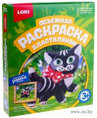 Картина из пластилина "Котик с бантиком"