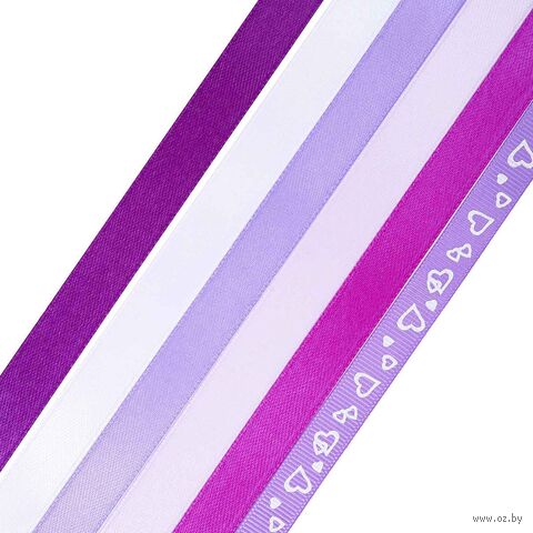 Набор декоративных лент "Фиолетовый микс" (1,2 см; 23 м; 5 шт.) — фото, картинка