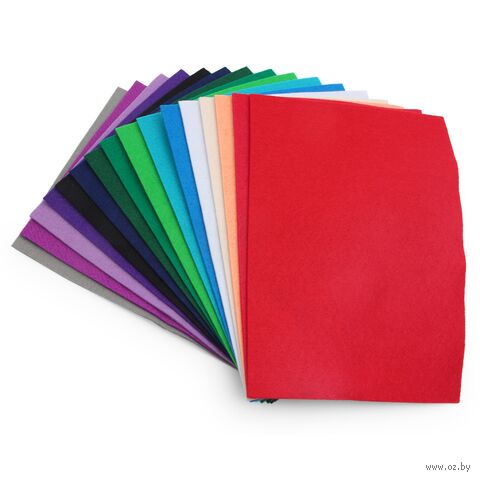 Фетр листовой мягкий "Ассорти №3" (20х30 см; 16 листов) — фото, картинка
