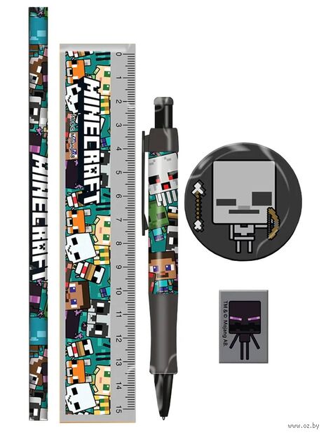 Набор канцелярских принадлежностей "Minecraft Chibi Skeleton" (5 предметов) — фото, картинка