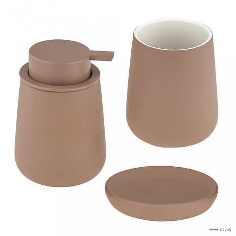 Набор для ванной комнаты "Эстетик" (3 предмета; мокко) — фото, картинка
