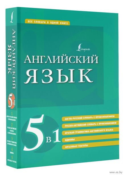 Английский язык. 5 в 1: англо-русский и русско-английский словари с произношением, краткая грамматика английского языка, идиомы, фразовые глаголы — фото, картинка
