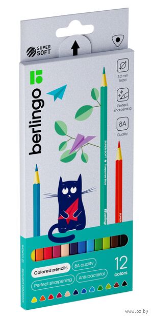 Набор карандашей цветных "SuperSoft. Жил-был кот" (12 цветов) — фото, картинка