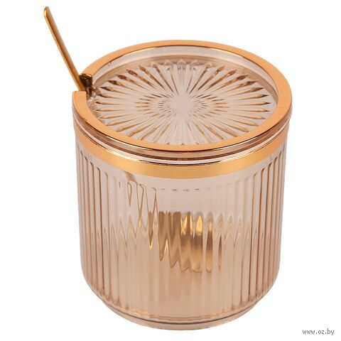 Банка для сыпучих продуктов с ложкой "Nouvelle" (400 мл; золото) — фото, картинка