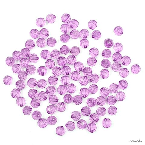 Бусины пластиковые "Граненый круг" (8 мм; 90 шт.; сиреневый) — фото, картинка