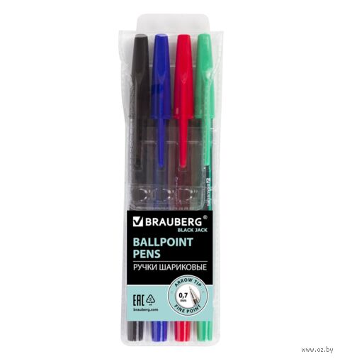 Набор ручек шариковых цветных "Black Jack" (4 шт.) — фото, картинка