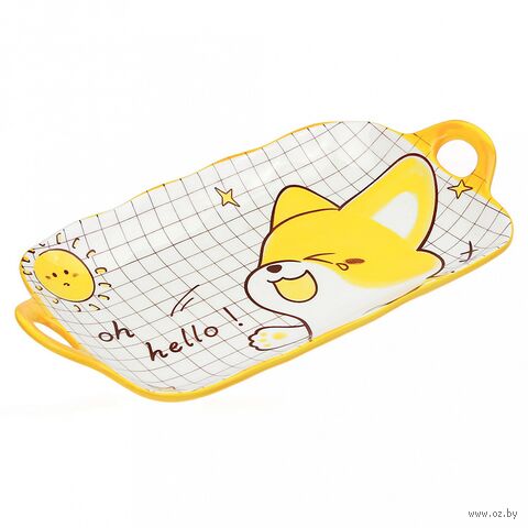 Блюдо фарфоровое "Просыпайся" (310х164х34 мм) — фото, картинка