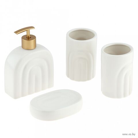 Набор для ванной комнаты "Аравия" (4 предмета; белый) — фото, картинка