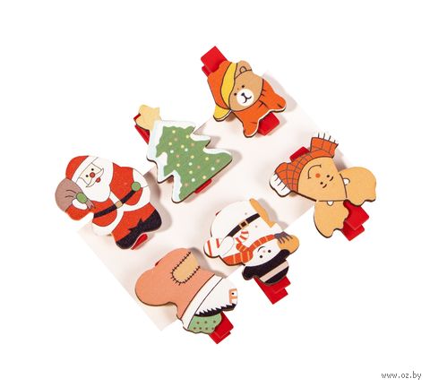 Набор прищепок декоративных "Новогоднее ассорти" — фото, картинка