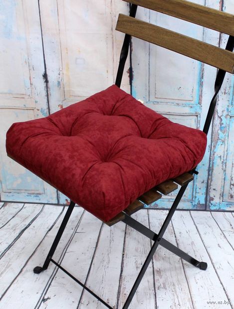 Подушка на стул "Velours" (40х40 см; красная) — фото, картинка