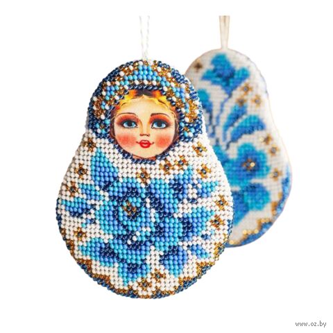 Набор для вышивания бисером "Матрешка Гжель" (80х100 мм) — фото, картинка