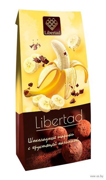 Конфеты "Шоколадные шарики. С хрустящей начинкой со вкусом банана" (60 г) — фото, картинка