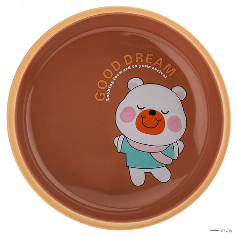 Тарелка глубокая фарфоровая "Три медведя" (208х40 мм; капучино) — фото, картинка