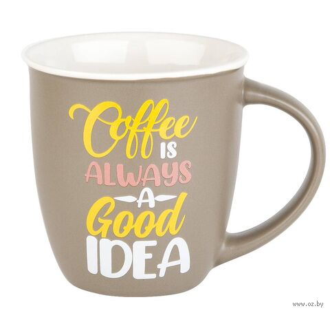 Кружка "Кофе - это всегда хорошая идея" (бежевый) — фото, картинка