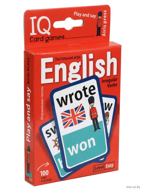 Обучающие карточки. IQ тренажеры. Английские неправильные глаголы. Уровень 1. Красный — фото, картинка