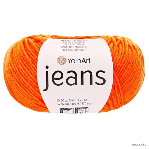 Пряжа "Jeans №77" (50 г; 160 м; оранжевый) — фото, картинка