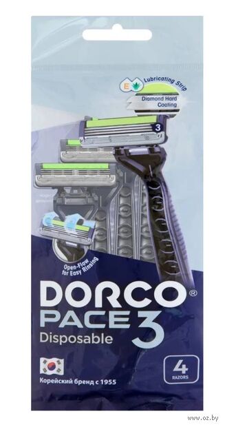 Станок для бритья одноразовый "Dorco Pace3 Disposable" (4 шт.) — фото, картинка