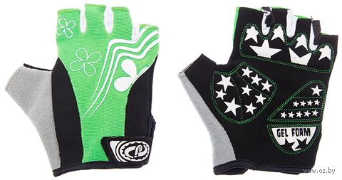 Перчатки велосипедные "SCG 47-0122" (L; чёрно-бело-зелёные) — фото, картинка