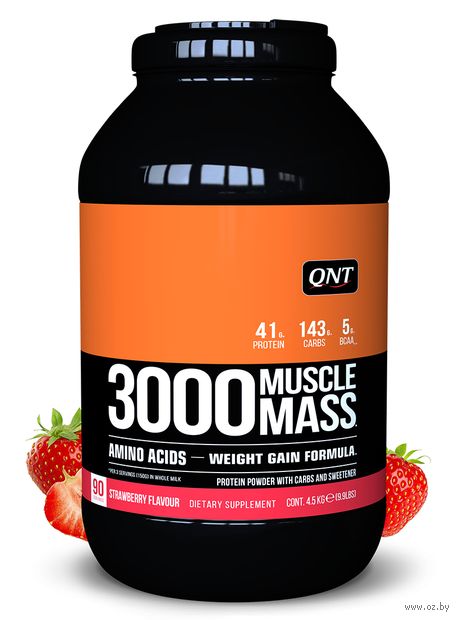 Гейнер "3000 MuscleMass" (4,5 кг; клубника) — фото, картинка