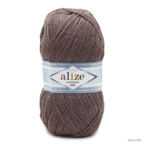 Пряжа "Lanagold 800 №240" (100 г; 730 м; светло-коричневый меланж) — фото, картинка