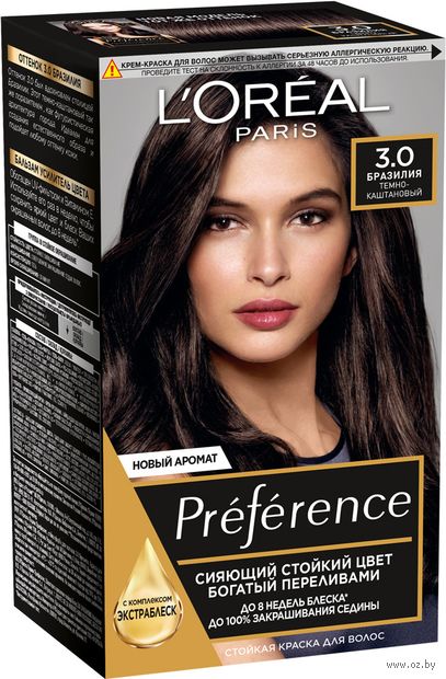 Краска для волос "Preference" тон: 3, темно-каштановый — фото, картинка