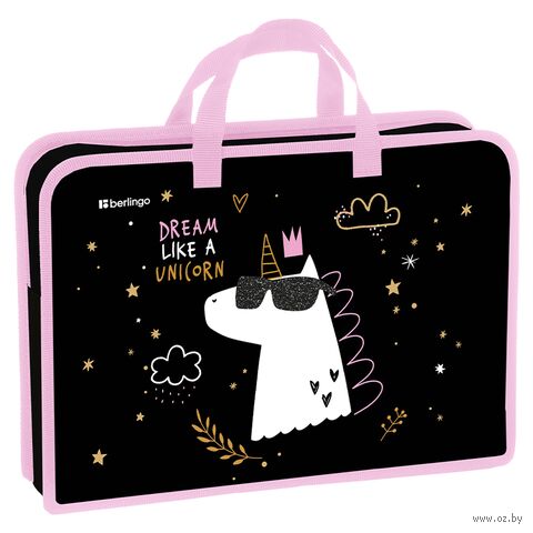 Папка-портфель "Dream Like A Unicorn" (А4; на молнии) — фото, картинка