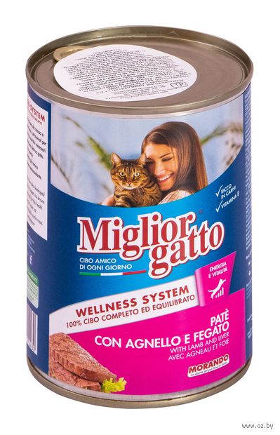 Консервы для кошек "Gatto" (400 г; ягнёнок и печень) — фото, картинка