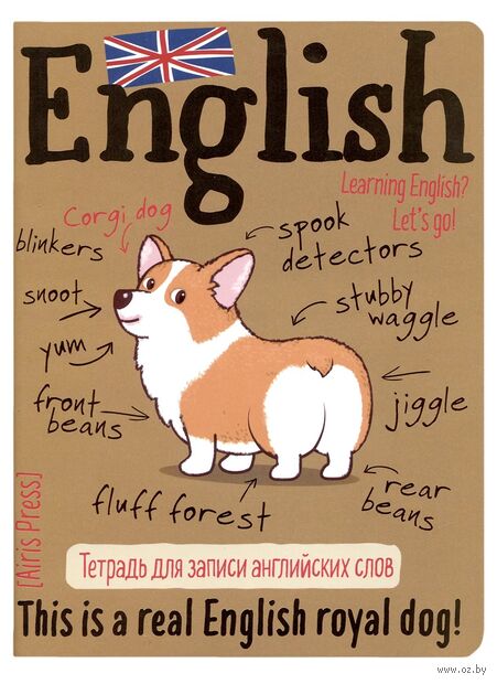 Тетрадь для записи английских слов. Королевский корги — фото, картинка