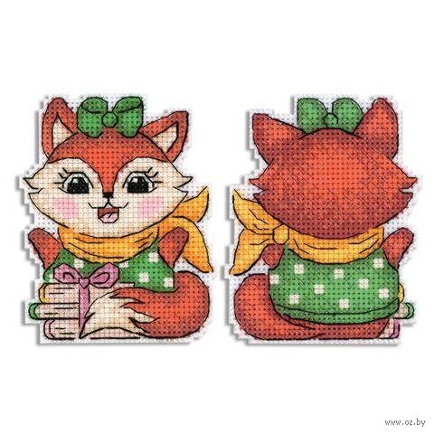 Набор для вышивания на пластиковой канве "Весёлая лисичка" (70х90 мм) — фото, картинка