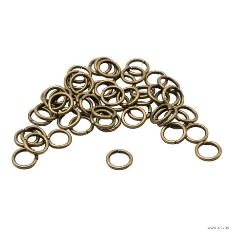 Кольцо соединительное для бижутерии (6 мм; 50 шт.; латунь) — фото, картинка