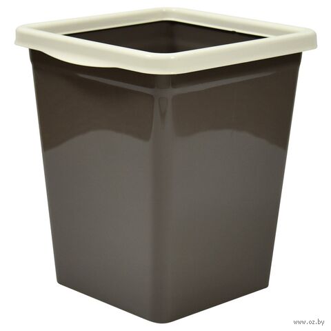 Ведро для мусора "С фиксатором" (8,5 л; шоколад-слоновая кость) — фото, картинка