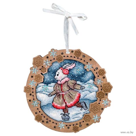 Набор для вышивания на деревянной основе "Миниатюра. По замёрзшей реке" (110х120 мм) — фото, картинка