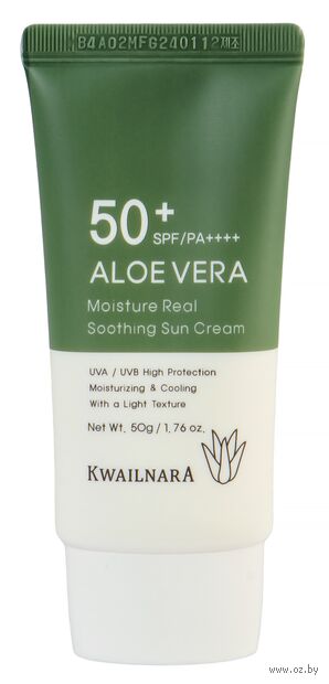Крем солнцезащитный для лица "Kwailnara Aloe Vera Moisture Real" SPF50+ PA++++ (50 г) — фото, картинка