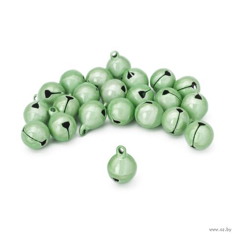 Бубенчики для творчества и рукоделия "Жемчужные" (20 шт.; 10 мм; светло-зеленый) — фото, картинка