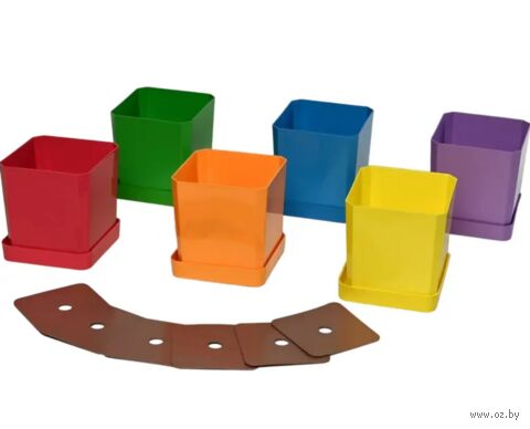 Набор горшков для цветов и рассады с индивидивидуальным поддоном и выдвижным дном (6 шт,микс) — фото, картинка