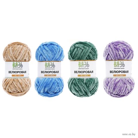 Набор пряжи "Велюровая №06" (4 шт.; цветной микс) — фото, картинка