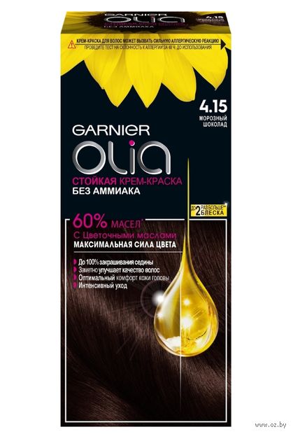 Крем-краска для волос "Garnier Olia" тон: 4.15, морозный шоколад — фото, картинка