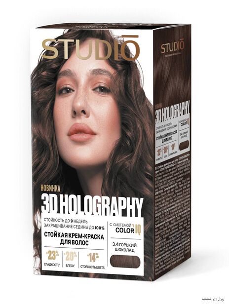Крем-краска для волос "3D Holography" тон: 3.4, горький шоколад — фото, картинка
