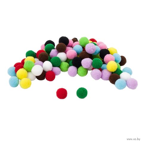Помпоны декоративные "Ассорти" (20 мм; 100 шт.; 10 цветов) — фото, картинка