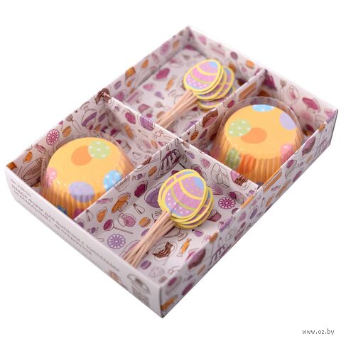 Набор форм для выпечки с топперами "Пасхальный" (48 предметов) — фото, картинка