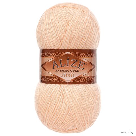 Пряжа "Angora Gold Simli №681" (100 г; 500 м; ярко персиковый) — фото, картинка