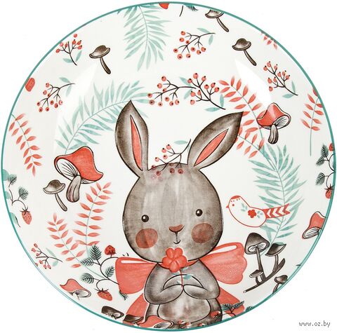 Тарелка фарфоровая "Kawaii Forest. Rabbit" (700 мл) — фото, картинка